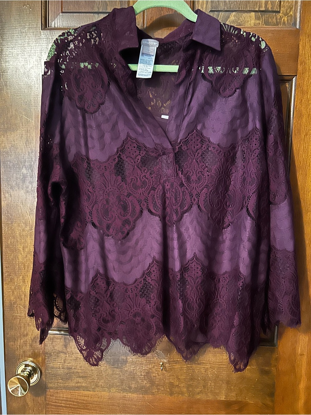 Chico's Plum Lace Button-Front Blouse